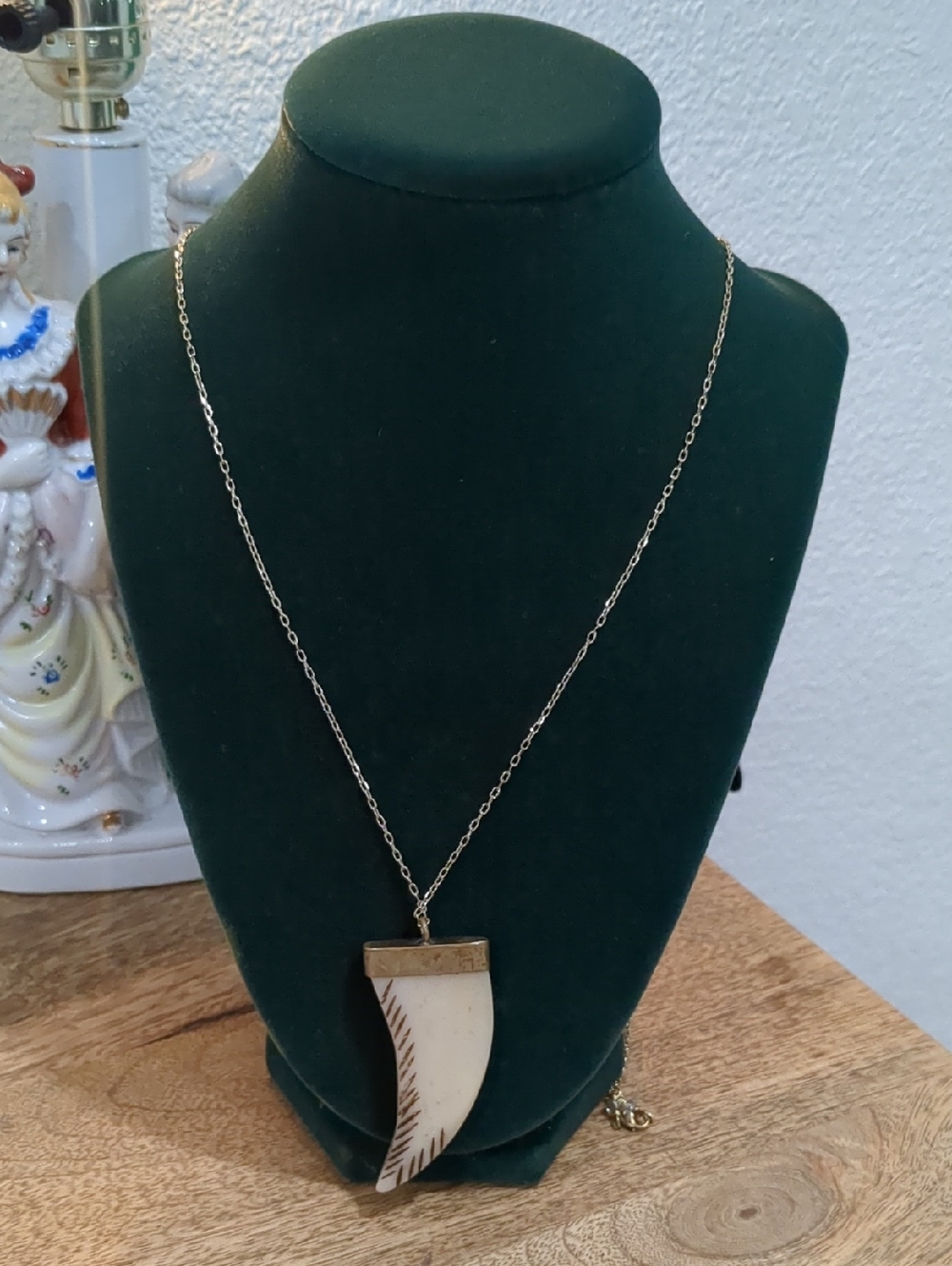 Sterling Silver Ivory Horn Pendant Necklace